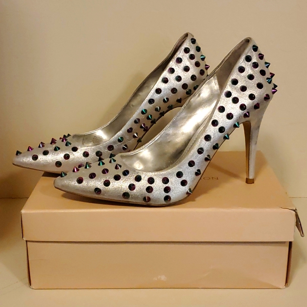 Spiked leather heels